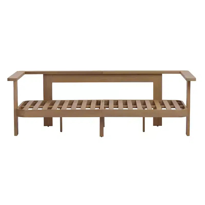 Christopher Knight Home Abena Modern 4 Piece Patio Acacia Wood Seating Set with Cushion and Slatted Coffee Table