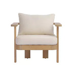 Christopher Knight Home Abena Modern 4 Piece Patio Acacia Wood Seating Set with Cushion and Slatted Coffee Table