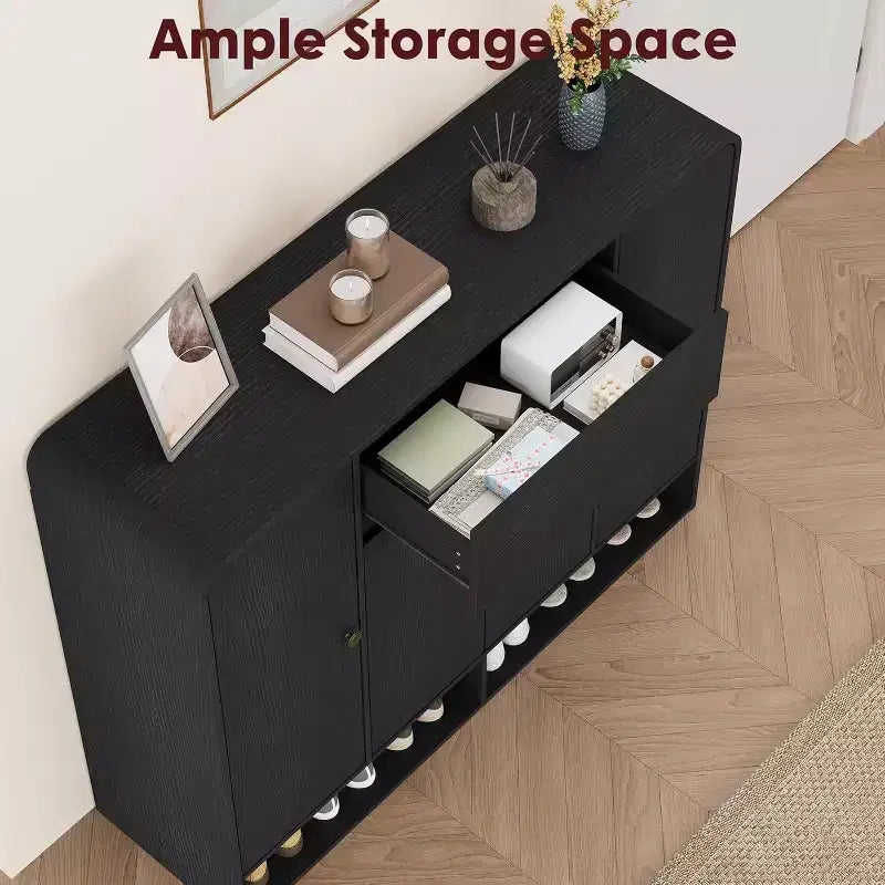 47.2 Inch Shoe Storage Cabinet, 4 Doors, 1 Drawer, Freestanding Entryway Organizer, for Hallway, Living Room