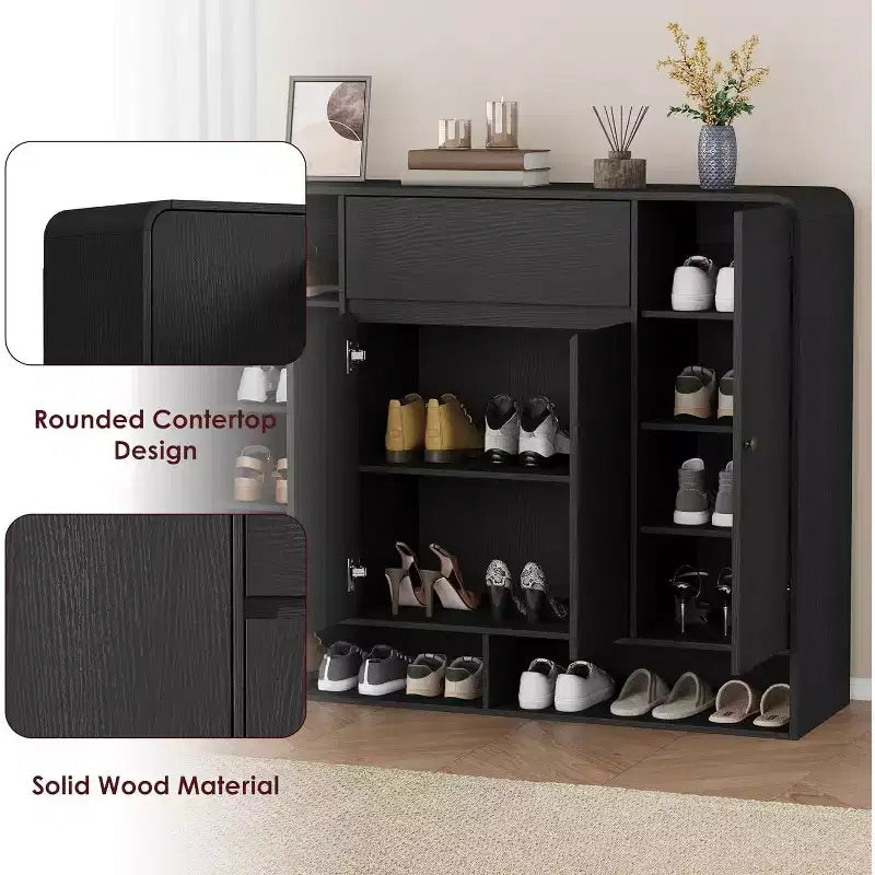 47.2 Inch Shoe Storage Cabinet, 4 Doors, 1 Drawer, Freestanding Entryway Organizer, for Hallway, Living Room