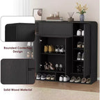 47.2 Inch Shoe Storage Cabinet, 4 Doors, 1 Drawer, Freestanding Entryway Organizer, for Hallway, Living Room