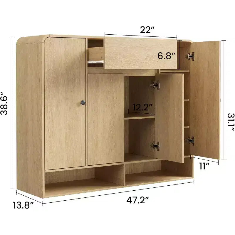 47.2 Inch Shoe Storage Cabinet, 4 Doors, 1 Drawer, Freestanding Entryway Organizer, for Hallway, Living Room