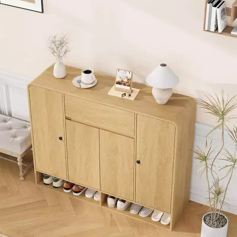 47.2 Inch Shoe Storage Cabinet, 4 Doors, 1 Drawer, Freestanding Entryway Organizer, for Hallway, Living Room