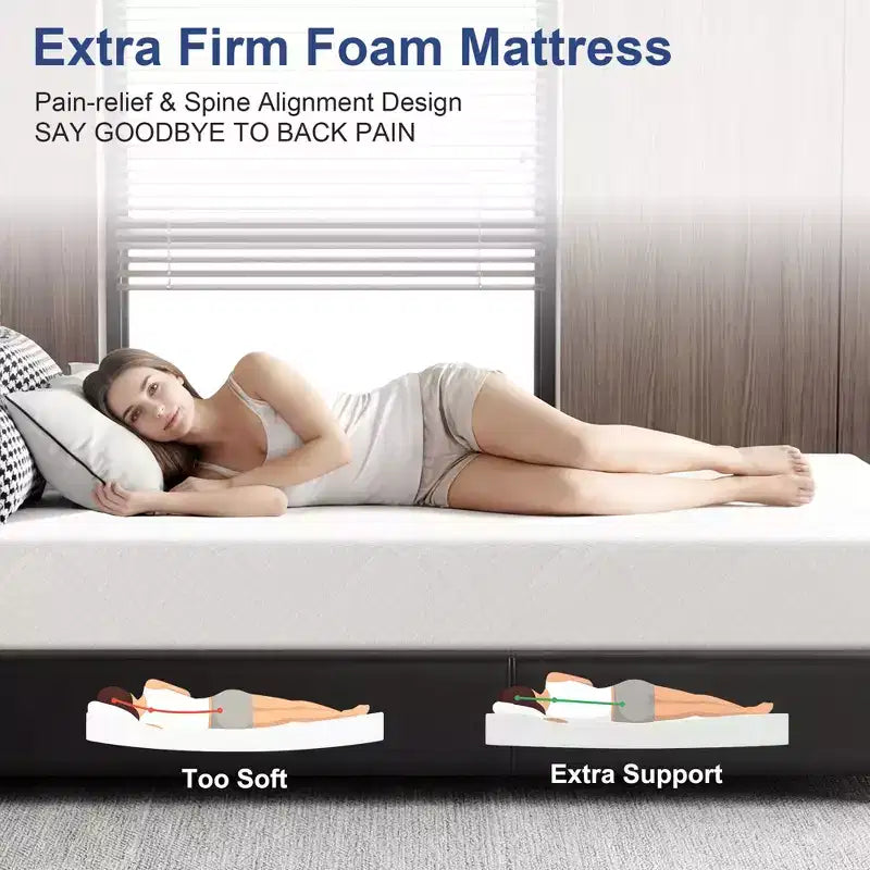 Dyonery Extra Firm Mattress King Size 10 Inch, Premier High Density Foam Mattresses in Box, Supportive Bed-Mattress for Back Pain, Pressure Relief