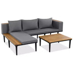 GDFStudio Nolan Ensemble de conversation de jardin moderne en bois d'acacia et métal en L avec table basse