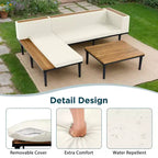 GDFStudio Nolan Ensemble de conversation de jardin moderne en bois d'acacia et métal en L avec table basse