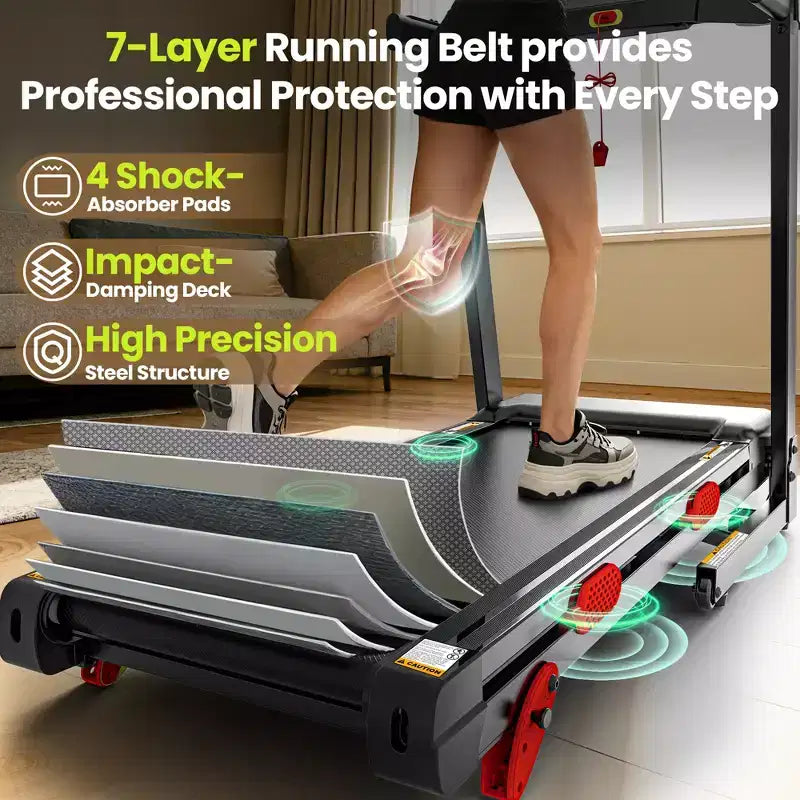 Treadmills for Home with Dual Brushless 3.5 HP Motorized, Folding Treadmill with 6% Manual Incline, 9MPH, 350 lb Capacity, 17 Wide Belt