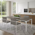 HomeRoots Table à manger 46 pouces en bois et fer gris et blanc