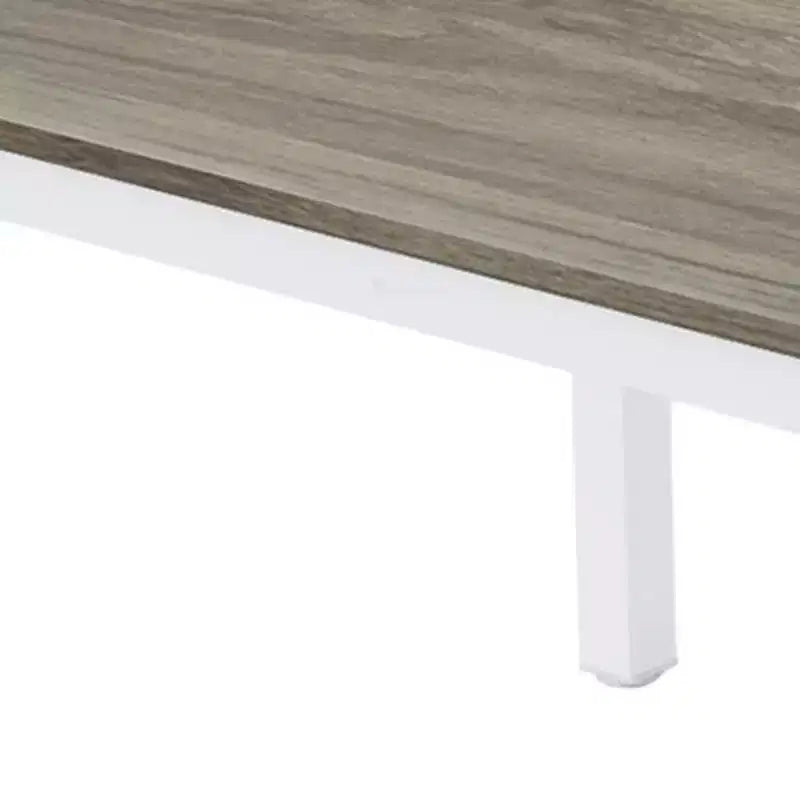 HomeRoots Table à manger 46 pouces en bois et fer gris et blanc