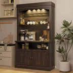 Farmhouse Coffee Bar Cabinet, Large Kitchen Pantry, Adjustable Shelves, for Dining Room, Living Room