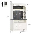 Farmhouse Coffee Bar Cabinet, Large Kitchen Pantry, Adjustable Shelves, for Dining Room, Living Room
