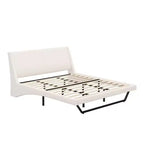 Cadre de lit plateforme moderne King Size Whisen, lit rembourré en cuir PU avec design incurvé, pieds trapézoïdaux suspendus