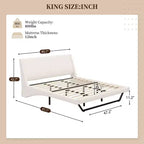 Cadre de lit plateforme moderne King Size Whisen, lit rembourré en cuir PU avec design incurvé, pieds trapézoïdaux suspendus
