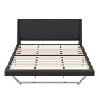 Cadre de lit plateforme moderne King Size Whisen, lit rembourré en cuir PU avec design incurvé, pieds trapézoïdaux suspendus