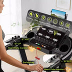 3.75HP Quiet Motor Treadmill with Incline, 330 lb Capacity, LED Display, 105 Programs & Bluetooth Connectivity