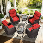 UPTIOT Outdoor Rocking Chair Set with Accent Tables for Patio Relaxation