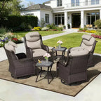 UPTIOT Outdoor Rocking Chair Set with Accent Tables for Patio Relaxation