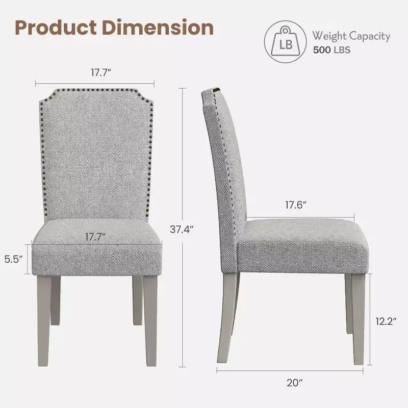 Modern Upholstered Dining Chairs. Modern Woven Fabric Kitchen Chairs for Dining Table. Comfortable Dining Room Chair for Home Living Room. Gray