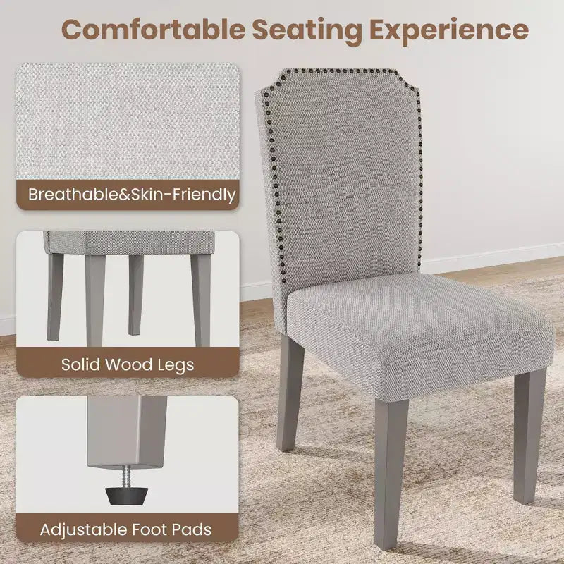 Modern Upholstered Dining Chairs. Modern Woven Fabric Kitchen Chairs for Dining Table. Comfortable Dining Room Chair for Home Living Room. Gray