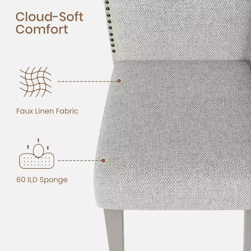 Modern Upholstered Dining Chairs. Modern Woven Fabric Kitchen Chairs for Dining Table. Comfortable Dining Room Chair for Home Living Room. Gray