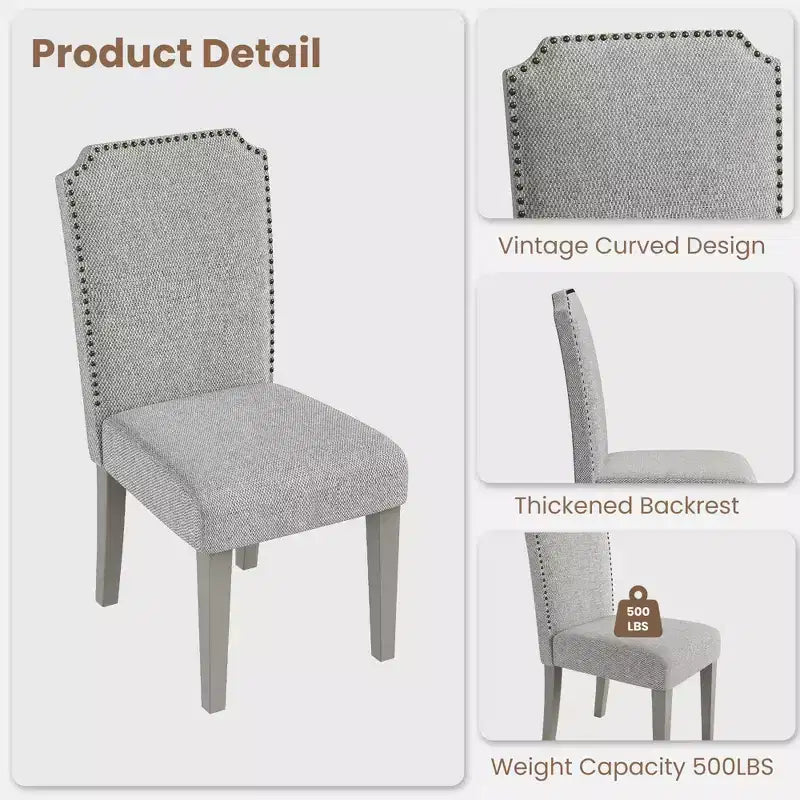 Modern Upholstered Dining Chairs. Modern Woven Fabric Kitchen Chairs for Dining Table. Comfortable Dining Room Chair for Home Living Room. Gray