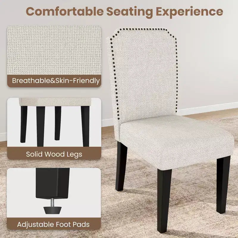 Modern Upholstered Dining Chairs. Modern Woven Fabric Kitchen Chairs for Dining Table. Comfortable Dining Room Chair for Home Living Room. Gray