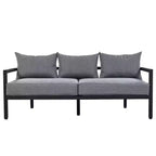 4-Piece Outdoor Steel Sofa Set with Coffee Table, Waterproof Cushions, Rust-Resistant Patio Seating for Backyard, Garden & Lawn-Panipeachy