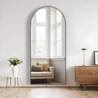 Dovelina Black Metal-framed 71H Freestanding Full Length Mirror Decorative 36H Bathroom Mirror for Living Room Entryway Bedroom, Arch/Rectangle