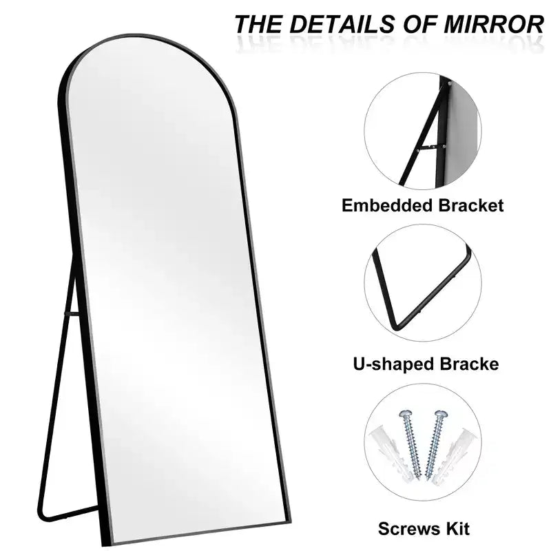 Dovelina Black Metal-framed 71H Freestanding Full Length Mirror Decorative 36H Bathroom Mirror for Living Room Entryway Bedroom, Arch/Rectangle