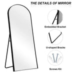 Dovelina Black Metal-framed 71H Freestanding Full Length Mirror Decorative 36H Bathroom Mirror for Living Room Entryway Bedroom, Arch/Rectangle