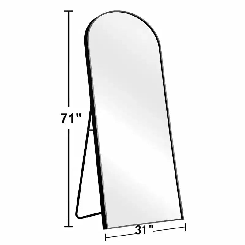 Dovelina Black Metal-framed 71H Freestanding Full Length Mirror Decorative 36H Bathroom Mirror for Living Room Entryway Bedroom, Arch/Rectangle