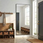 Dovelina Black Metal-framed 71H Freestanding Full Length Mirror Decorative 36H Bathroom Mirror for Living Room Entryway Bedroom, Arch/Rectangle