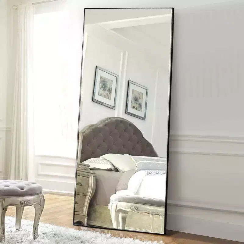 Dovelina Black Metal-framed 71H Freestanding Full Length Mirror Decorative 36H Bathroom Mirror for Living Room Entryway Bedroom, Arch/Rectangle