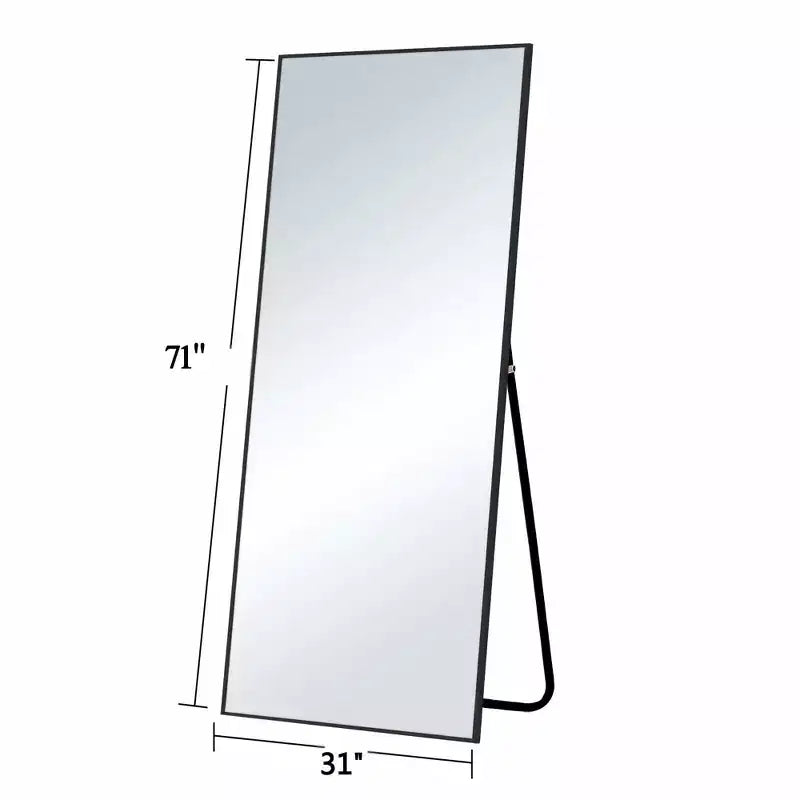 Dovelina Black Metal-framed 71H Freestanding Full Length Mirror Decorative 36H Bathroom Mirror for Living Room Entryway Bedroom, Arch/Rectangle
