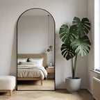 Dovelina Black Metal-framed 71H Freestanding Full Length Mirror Decorative 36H Bathroom Mirror for Living Room Entryway Bedroom, Arch/Rectangle