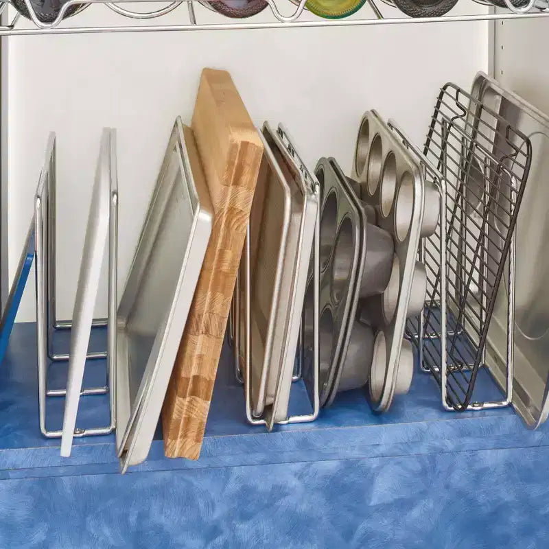 Rev-A-Shelf U-Shaped Wire Tray Divider Range-Plaques à pâtisserie Organisateurs de draps pour armoires de cuisine murales ou de base pour ouverture frontale de 3,25 Chrome, 596-10CR-52