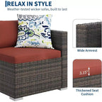 Acekool 5-Piece Rattan Patio Sectional Sofa Set, Modular Outdoor Furniture with Cushions, for Backyard, Garden, Poolside