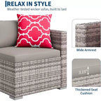 Acekool 5-Piece Rattan Patio Sectional Sofa Set, Modular Outdoor Furniture with Cushions, for Backyard, Garden, Poolside