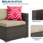 Acekool 5-Piece Rattan Patio Sectional Sofa Set, Modular Outdoor Furniture with Cushions, for Backyard, Garden, Poolside