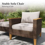 Captiva Designs Ensemble de conversation d'extérieur 9 pièces en rotin et osier pour terrasse, canapé sectionnel demi-lune incurvé avec pouf rembourré