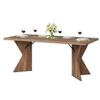 Table de salle à manger de 180 cm pour 6 personnes, table de cuisine rectangulaire de style rustique avec cadre robuste et pieds en V, longue et épaisse en bois
