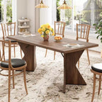 Table de salle à manger de 180 cm pour 6 personnes, table de cuisine rectangulaire de style rustique avec cadre robuste et pieds en V, longue et épaisse en bois