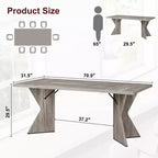 Table de salle à manger de 180 cm pour 6 personnes, table de cuisine rectangulaire de style rustique avec cadre robuste et pieds en V, longue et épaisse en bois