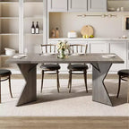 Table de salle à manger de 180 cm pour 6 personnes, table de cuisine rectangulaire de style rustique avec cadre robuste et pieds en V, longue et épaisse en bois