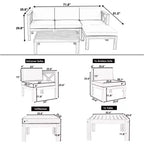 GDFStudio Danna Ensemble de canapé sectionnel extérieur 5 pièces en bois d'acacia avec table et coussins