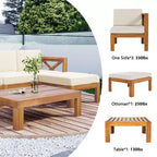 GDFStudio Danna Ensemble de canapé sectionnel extérieur 5 pièces en bois d'acacia avec table et coussins