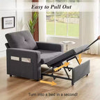 Fauteuil-lit convertible 3-en-1 extra-large Dyonery 42.5 avec canapé-lit escamotable, dossier inclinable à 5 niveaux et poches latérales pour petits espaces