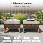 Captiva Designs Ensemble de conversation d'extérieur 11 pièces en rotin demi-lune incurvé avec pouf rembourré
