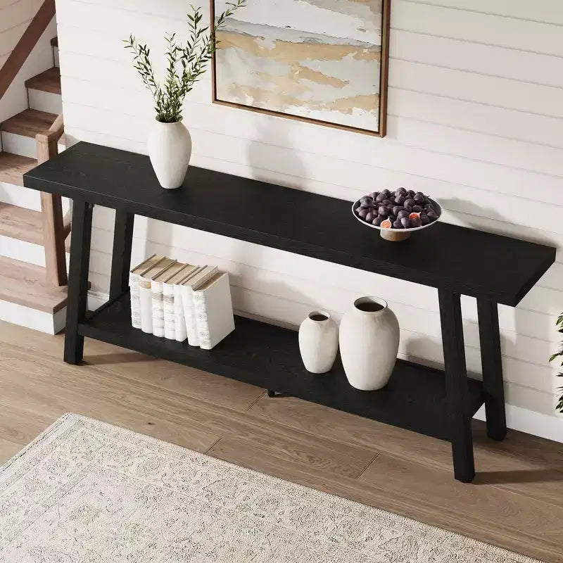 Extra Long Console Table for Living Room - Modern Brown Entryway Sofa Table - Sleek Rectangular Accent Furniture - Sturdy Design - 70.87 Inches