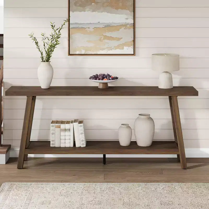 Extra Long Console Table for Living Room - Modern Brown Entryway Sofa Table - Sleek Rectangular Accent Furniture - Sturdy Design - 70.87 Inches